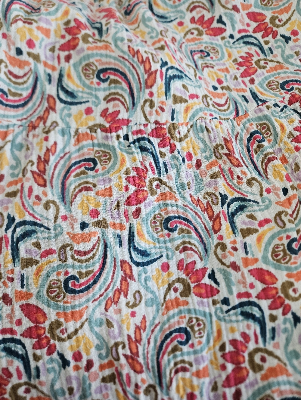 Marine Layer | Corrine Paisley Multi Double Cloth Cotton Maxi Skirt Womens Large - Picture 9 of 10